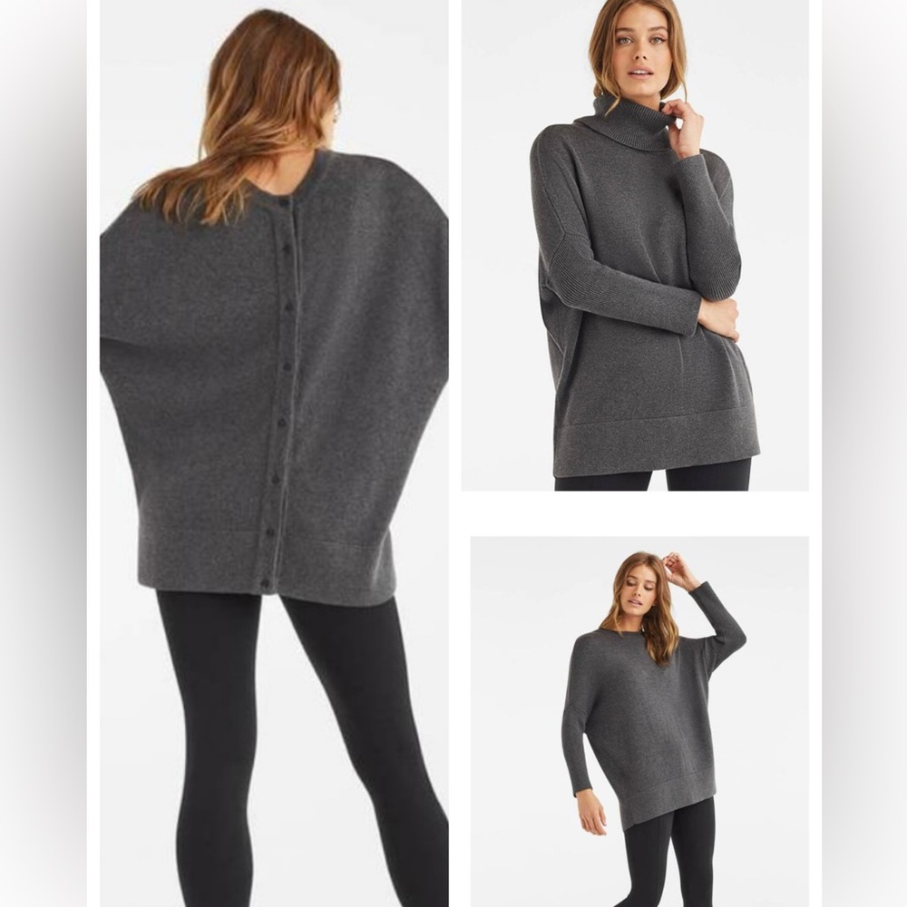 VETTA CAPSULE The Oversized Sweater - Removable Turtleneck- in Charcoal XS